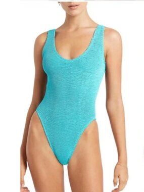 Bound By Bond-Eye Mara Ribbed Teal Eco One Piece Bathing Swim Suit NWT